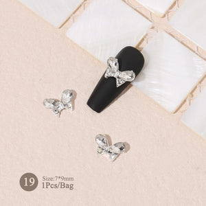 Silver Gold Bowknot Butterfly Rhinestones 3D Nail Decoration Nail Decoration BORN PRETTY 19