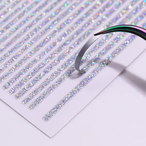 Laser Silver Glitter Line Nail Sticker DIY Nails BORN PRETTY