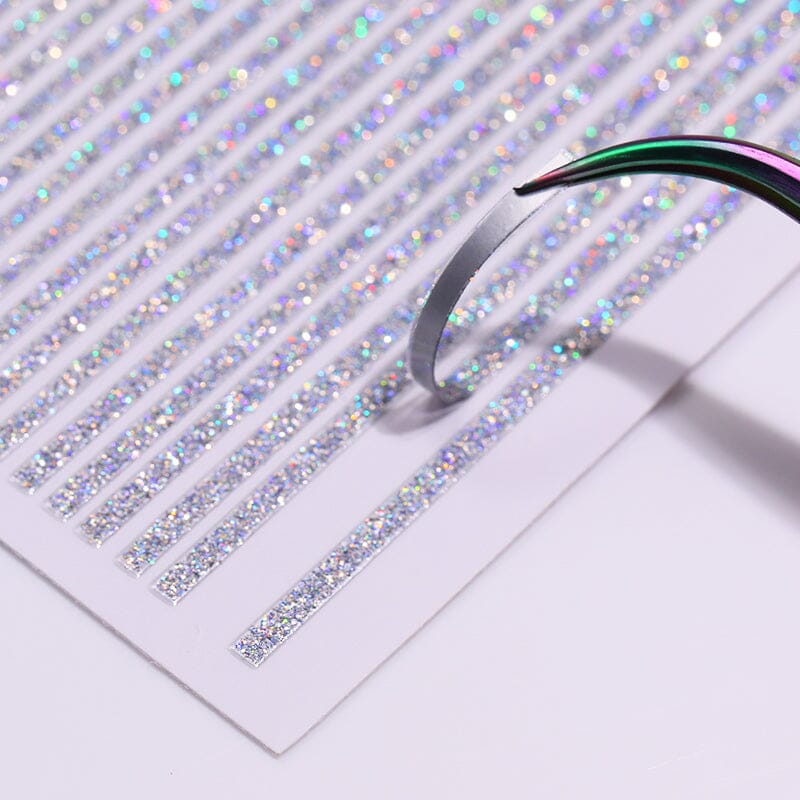 Laser Silver Glitter Line Nail Sticker DIY Nails BORN PRETTY