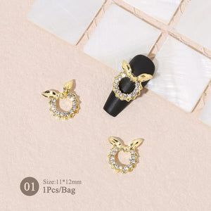 Silver Gold Bowknot Butterfly Rhinestones 3D Nail Decoration Nail Decoration BORN PRETTY 01