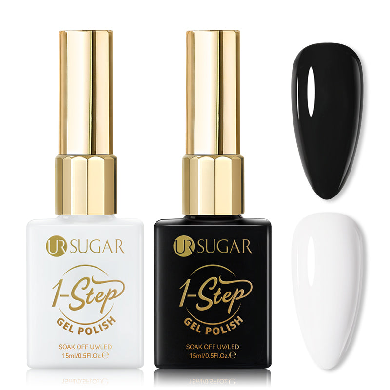 2 Colors 1 Step Gel Polish Set Black& White 15ml