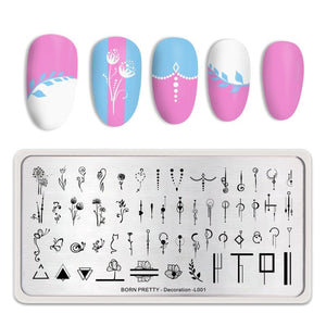 Rectangle Nail Stamping Plates Stamping Nail BORN PRETTY