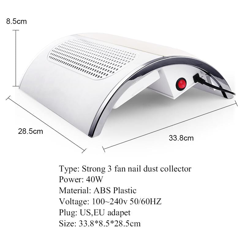 40W Nail Suction Dust Low Noisy with 3 Fans US Type Plug Tools & Accessories BORN PRETTY