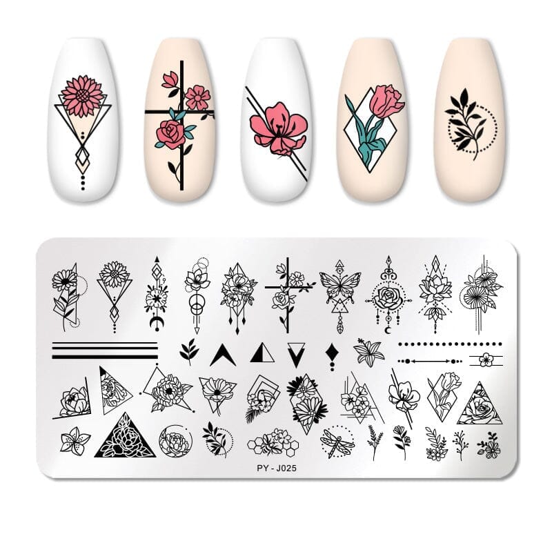 Rectangle Nail Stamping Plates Stamping Nail BORN PRETTY