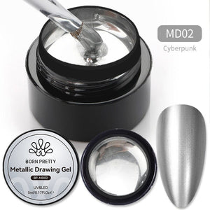 Silver Metallic Drawing Gel MD02 5ml Gel Nail Polish BORN PRETTY