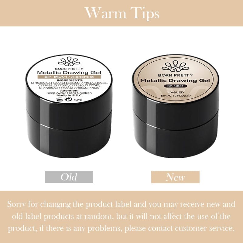 Silver Metallic Drawing Gel MD02 5ml Gel Nail Polish BORN PRETTY