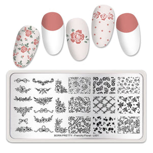 Stamping Plate Frenchy Floral - L001 Nail Art BORN PRETTY