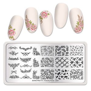 Stamping Plate Frenchy Floral - L001 Nail Art BORN PRETTY