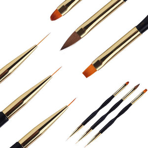 3pcs Double Head UV Gel Nail Brushes Nail Tools BORN PRETTY