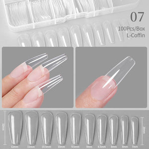 100pcs L-Coffin Transparent False Nail Tips Nail Tips No Brand
