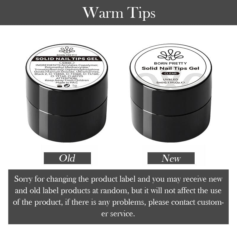 Clear Solid Nail Tips Gel 5ml Tools & Accessories BORN PRETTY