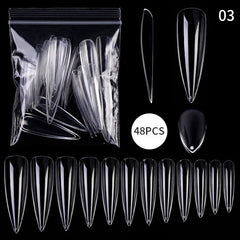 48pcs Almond Transparent False Nail Tips Nail Tips No Brand