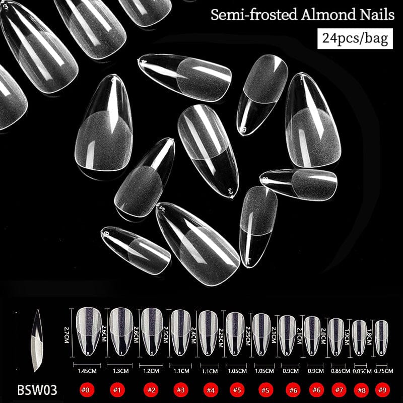 24pcs Almond Semi-frosted False Nail Tips Nail Tips No Brand