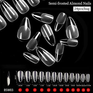 24pcs Almond Semi-frosted False Nail Tips Nail Tips No Brand