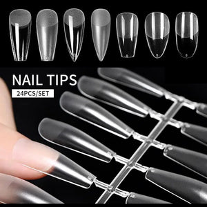 24pcs Semi-frosted Medium Trapezoidal False Nail Tips Nail Tips No Brand