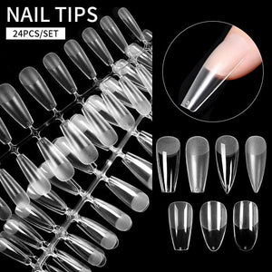 24pcs Semi-frosted Medium Trapezoidal False Nail Tips Nail Tips No Brand