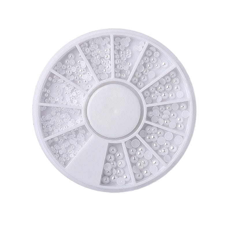 White Half Pearl #02 Nail Decoration in Wheel Nail Art No Brand