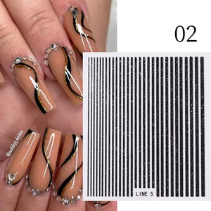 Glitter Line 3D Nail Sticker Clearance No Brand