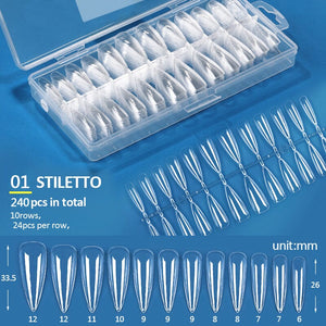 240pcs Stiletto Transparent False Nail Tips Nail Tips KOSKOE