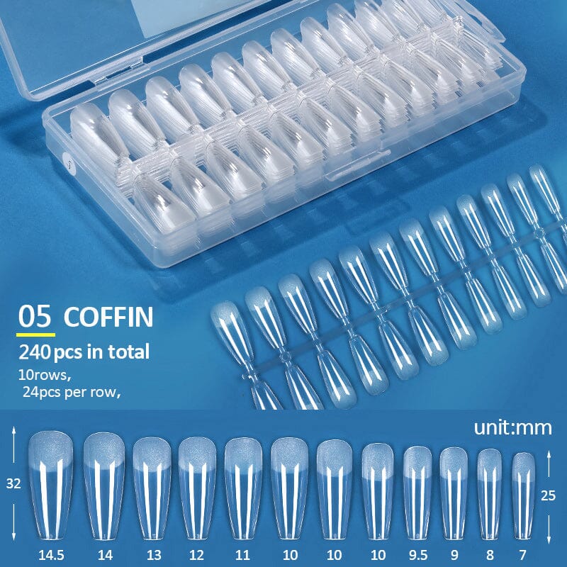 240pcs Coffin Semi-Matte False Nail Tips Nail Tips KOSKOE