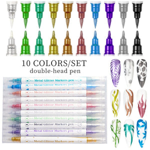 10 Colors Double Head Metal Painting Pen Tools & Accessories BORN PRETTY