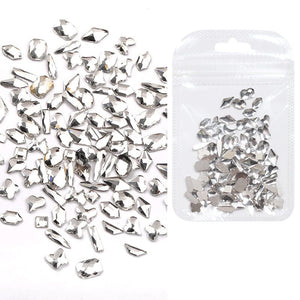 50pcs Mixed Shapes Aurora Flatback Rhinestones #01 White Nail Art No Brand