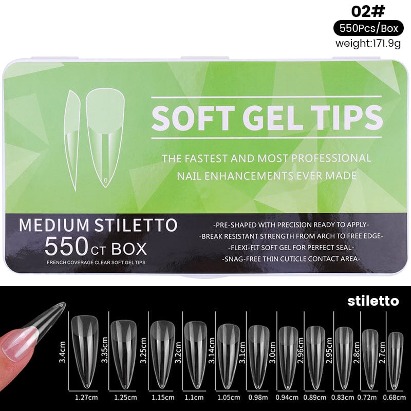 550pcs Soft Gel Tips Nail Tips No Brand Medium Stiletto