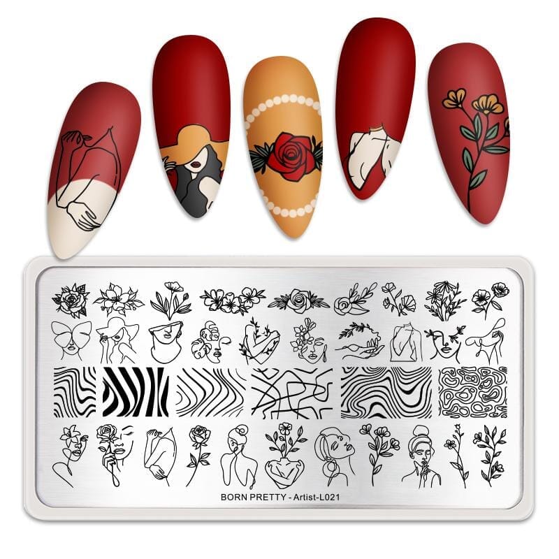 Rectangle Nail Stamping Plates Stamping Nail BORN PRETTY L021