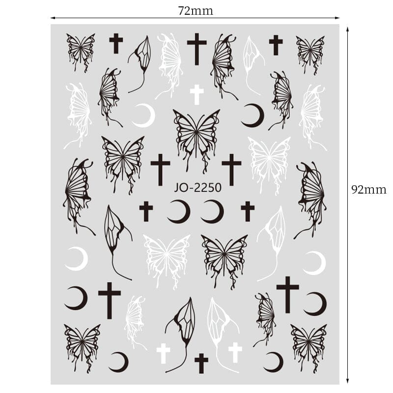 Silver Hollow Butterfly 3D Nail Stickers JO-2251 #06 Nail Art BORN PRETTY