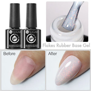 Flakes Rubber Base Gel URB032 7ml Base & Top Coat UR SUGAR