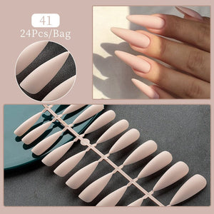 24pcs Khaki #41 Almond Press on Nails Nail Tips No Brand