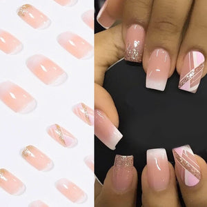 24pcs Black #47 Almond Press on Nails Nail Tips No Brand