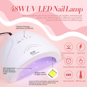 12 Colors All in One Starter Kit 48W US Type Plug Jelly Gel Polish 6ml Sets & Kits BORN PRETTY