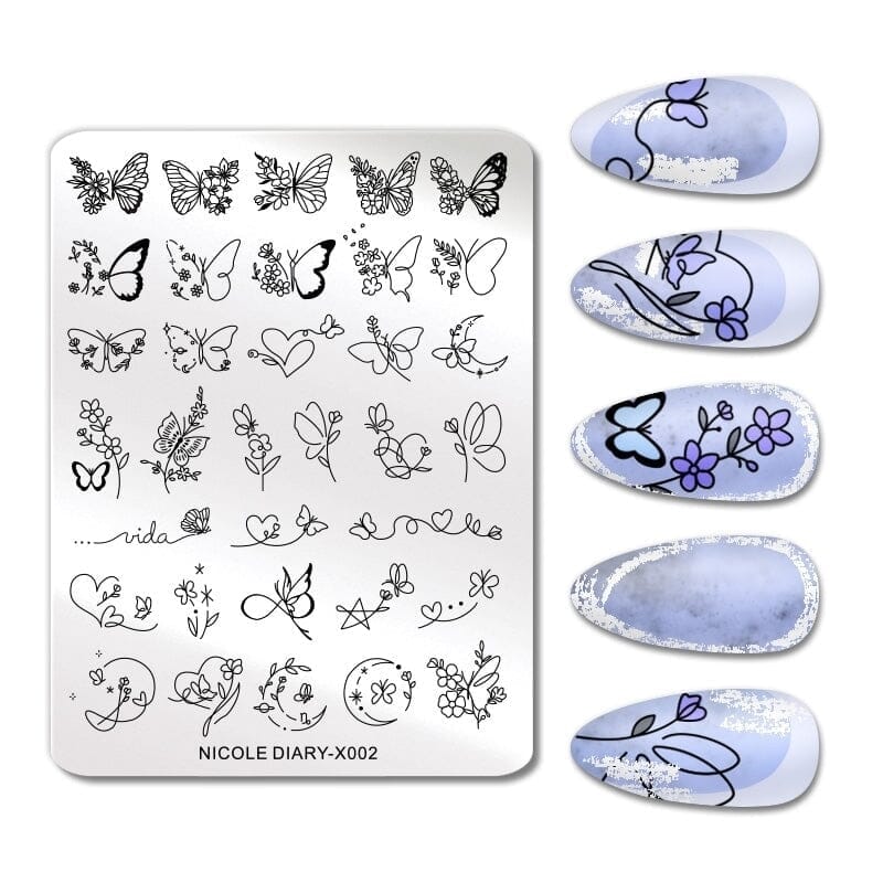Rectangle Nail Stamping Plates Stamping Nail BORN PRETTY X002