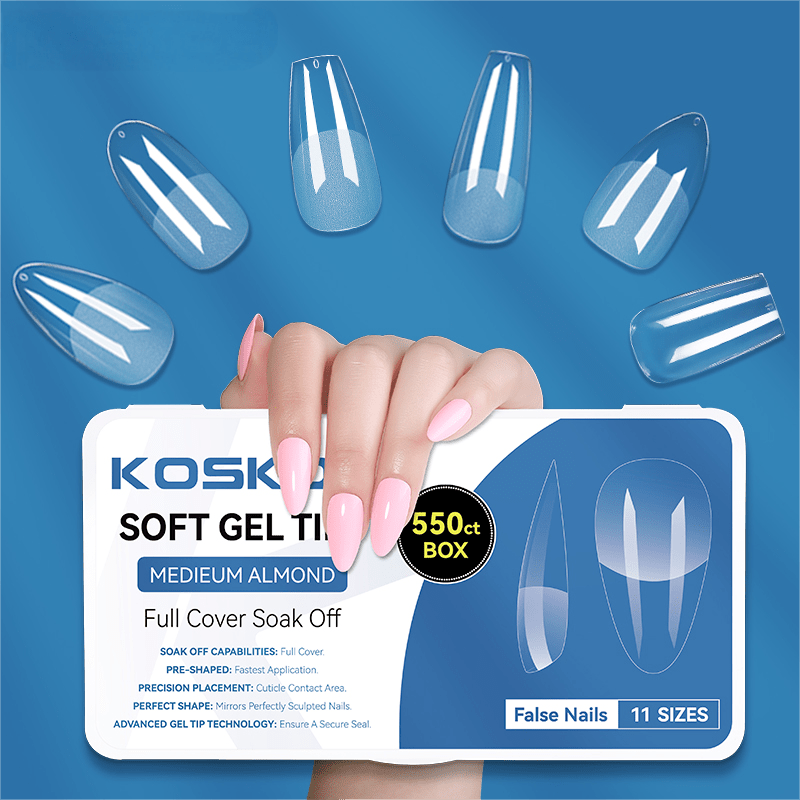 550pcs Full Cover Soft Gel Tips Nail Tips KOSKOE