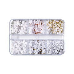 6 Grids Mixed Flowers Rhinestones Pearls #01 Nail Art BORN PRETTY