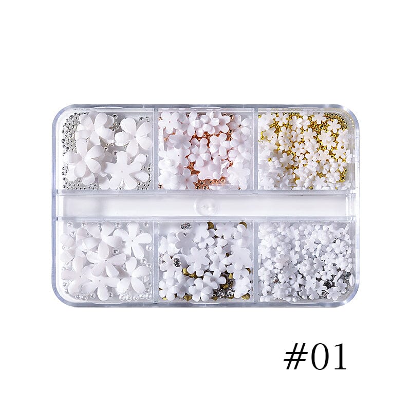 6 Grids Flowers 3D Nail Decoration Nail Decoration BORN PRETTY 01