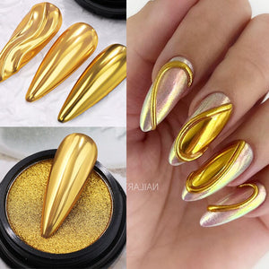 Metallic Mirror Effect Solid Chrome Nail Powder Nail Powder NICOLE DIARY NDC003