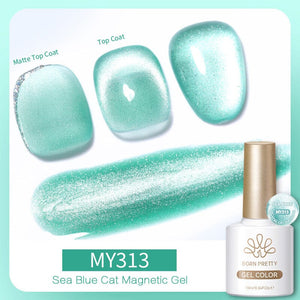 Crystal Cat Magnetic Gel MY313 Sea Blue 10ml Gel Nail Polish BORN PRETTY