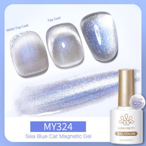 Crystal Cat Magnetic Gel MY324 Sea Blue 10ml Gel Nail Polish BORN PRETTY