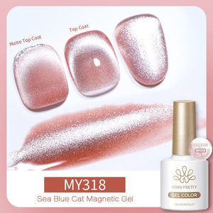 Crystal Cat Magnetic Gel MY318 Sea Blue 10ml Gel Nail Polish BORN PRETTY