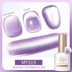 Crystal Cat Magnetic Gel MY319 Sea Blue 10ml Gel Nail Polish BORN PRETTY