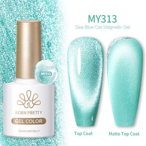 Crystal Cat Magnetic Gel MY313 Sea Blue 10ml Gel Nail Polish BORN PRETTY