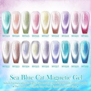 Crystal Cat Magnetic Gel MY328 Sea Blue 10ml Gel Nail Polish BORN PRETTY