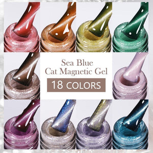 Crystal Cat Magnetic Gel MY315 Sea Blue 10ml Gel Nail Polish BORN PRETTY