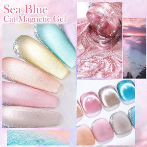 Crystal Cat Magnetic Gel MY327 Sea Blue 10ml Gel Nail Polish BORN PRETTY