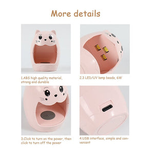 Pink Cat USB Mini Nail Lamp Tools & Accessories No Brand