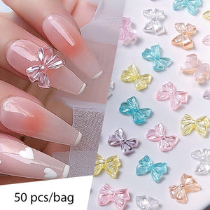 50Pcs Resin Heart 3D Nail Decoration Random Color Nail Decoration No Brand