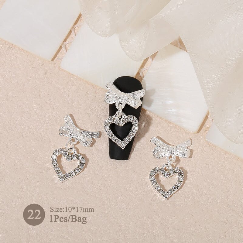 Butterfly Heart Metal Rhinestones Pearl Nail Decoration Nail Decoration No Brand 22