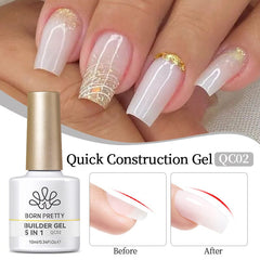 5 in 1 Builder Gel Quick Construction Gel 10ml Gel Nail Polish BORN PRETTY QC02 Milky White